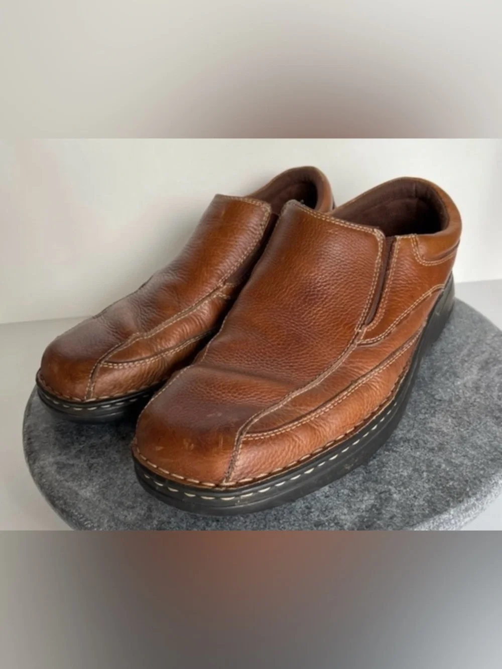 💛 Dr. Scholls Brown Leather Thick Sole Slip On Shoes